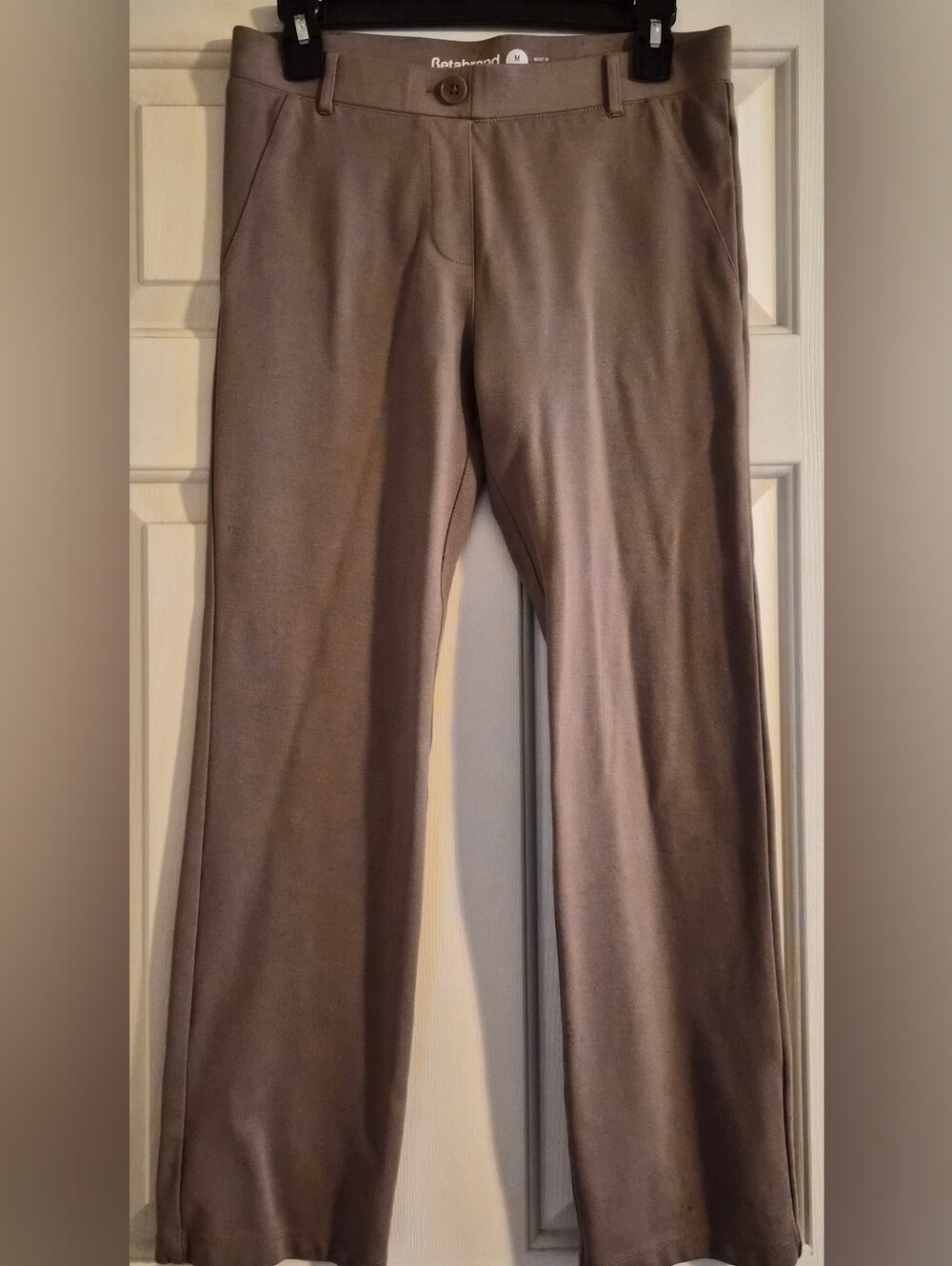Betabrand Khaki Straight Leg Pullon Pant